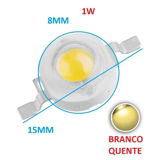 LED 1W BRANCO QUENTE