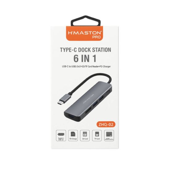 HUB USB TIPO C PARA USB 2.0 USB 3.0 TF CARD SD CARD ZHQ-02