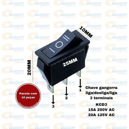 CHAVE GANGORRA MD 3T L/D/L 250V 15A 30X13