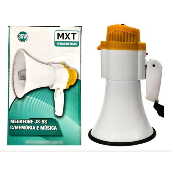 MEGAFONE PORTATIL COM MEMORIA E MUSICA + BATERIA RECARREGAVEL MXT JS-5S