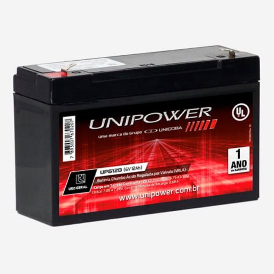 BATERIA SELADA 6V 12A UP6120 UNIPOWER