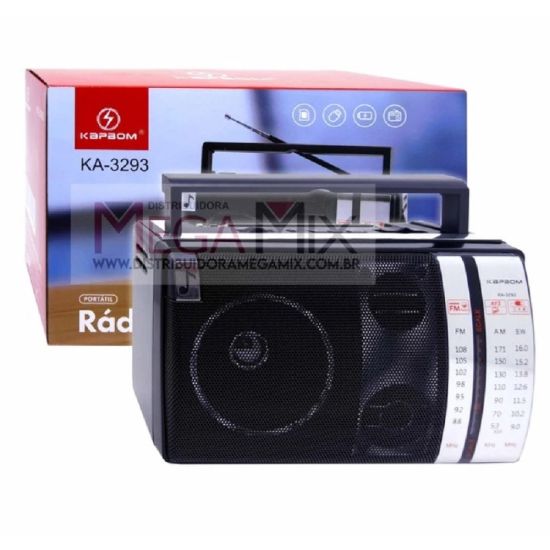 RADIO PORTATIL AM/FM COM BATERIA RECARREGAVEL ENTRADA USB E AUXILIAR KA-3293