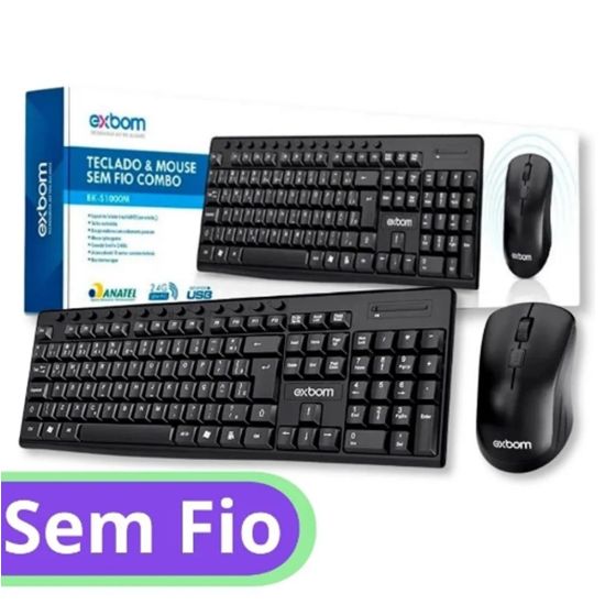 KIT TECLADO + MOUSE SEM FIO BK-S1000M TECLADO E MOUSE SEM FIO EXBOM