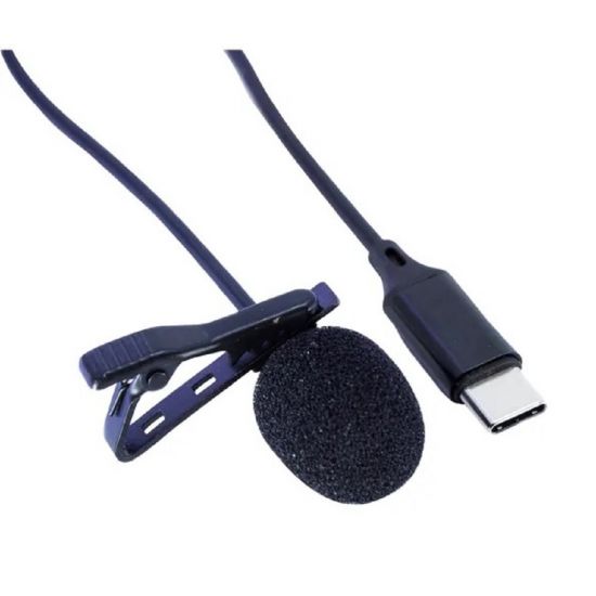 MICROFONE DE LAPELA COM CABO 1,5M E PLUG USB TIPO