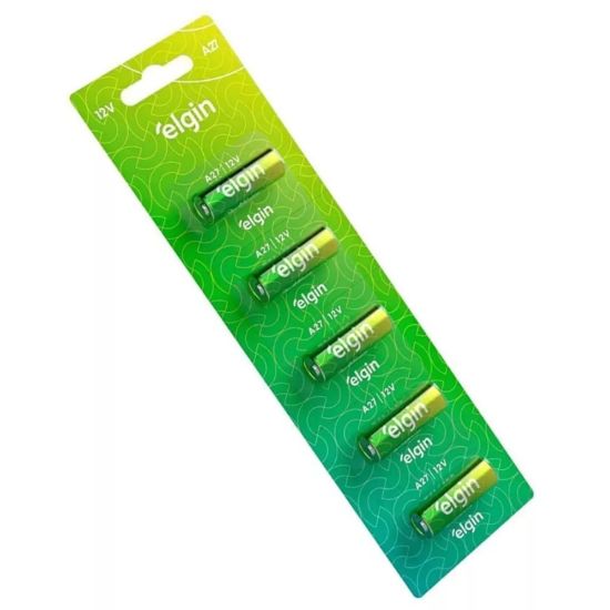 BATERIA 12V 27-A ELGIN ALCALINA ALARME USO CONTROLE ALARME A27  27A A-27 MN27 PREÇO UNITARIO EMB PADRÃO CART C/5