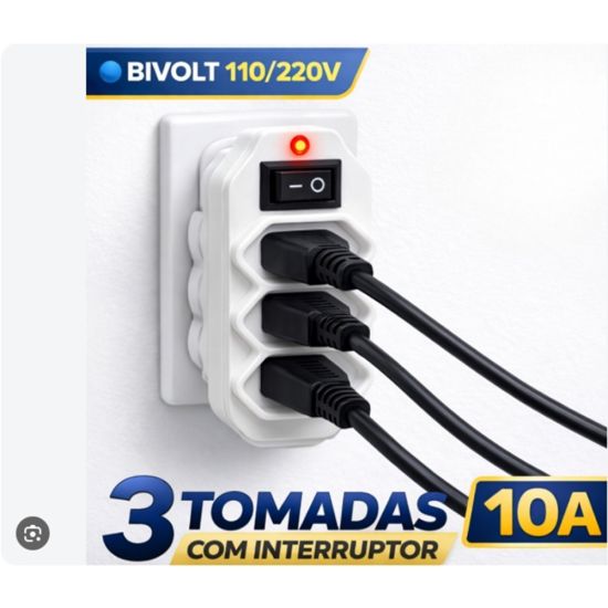 TOMADA TRIPLA COM CHAVE LIGA DESLIGA (TIPO FILTRO DE LINHA)
