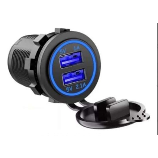 TOMADA USB DUPLA AUTOMOTIVA 5V 2.1A ASX ( estilo roadstar )