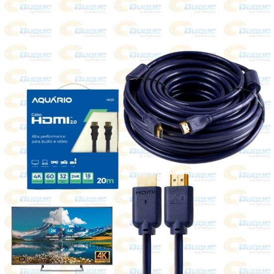 CABO HDMI 20 MTS 2.0 4K PONTA OURO 4K20 AQUARIO