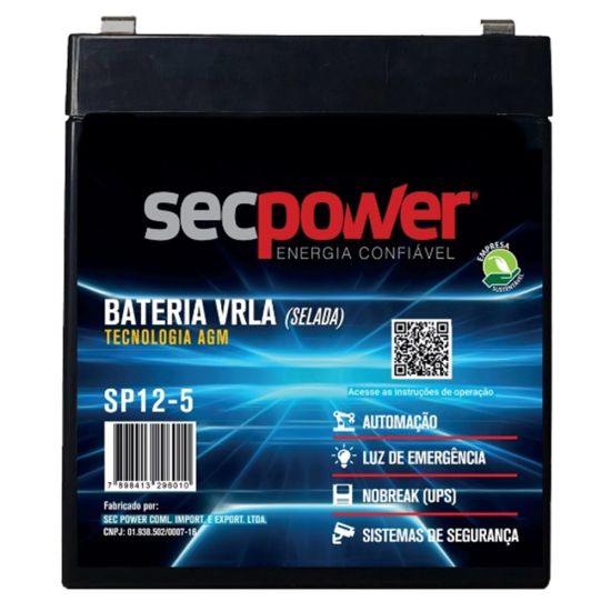 BATERIA SELADA 12V 5A VRLA AGM 12 SECPOWER