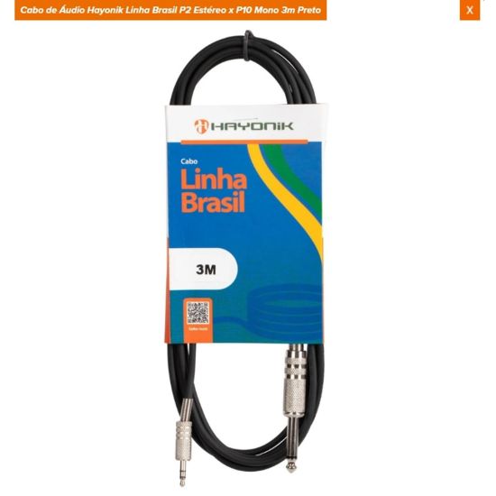 CABO 1P2 STEREO X 1P10 MONO 3 METROS PRETO HAYONIK