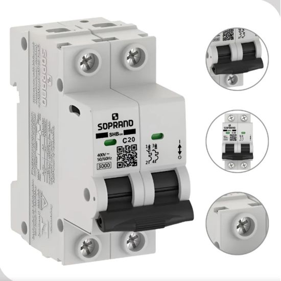 DISJUNTOR BIFASICO DINN 2X20 A SOPRANO SHB2-C20A DISJUNTOR BIPOLAR