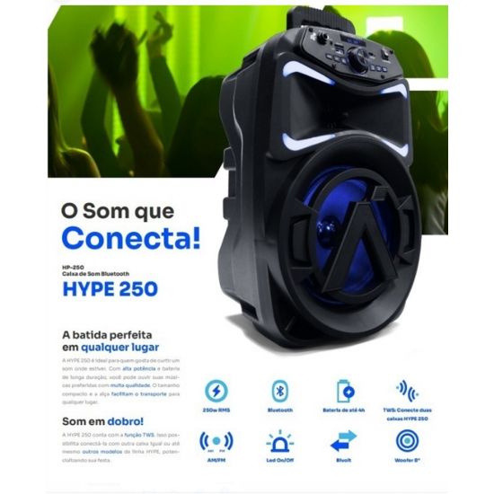 CAIXA DE SOM AMPLIFICADA COM BLUETOOTH 8" HP-250 AQUARIO 250W CAIXA ATIVA AQUARIO COM FUNÇÃO TWS