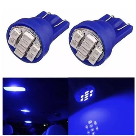 LAMPADA AUTOMOTIVA LED T10 PINGO AZUL (PAR)