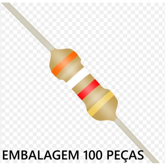 RESISTOR   1/4W     3K9 EMB C/100