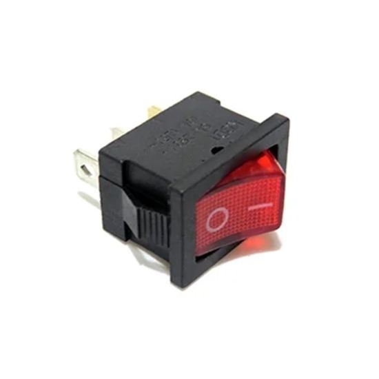 CHAVE GANGORRA 2 POLOS COM LED VERMELHA 10A/12V , 6A/24V KCD1-101 CORPO ALT 10MM L 12MM C 18,5MM