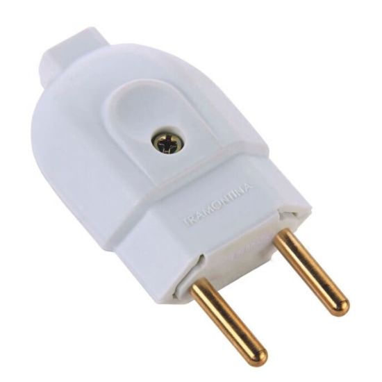 PINO MACHO 2 PINOS 20A 250V BRANCO TRAMONTINA PLUG MACHO 2 PINOS