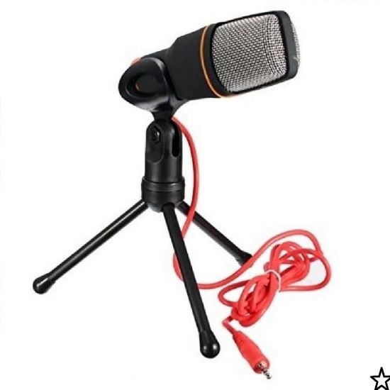 MICROFONE CONDENSER C/ SUPORTE MESA RECORDER SF666