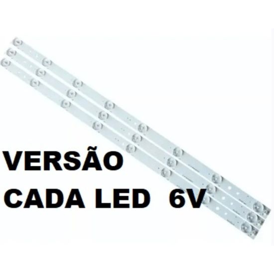 KIT 3 BARRAS LED PHILCO PH39F33DSG VERSAO CADA LED 6V