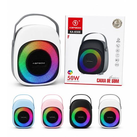 CAIXA DE SOM RGB BLUETOOTH 50W FM/USB TIPO C KA-8508F