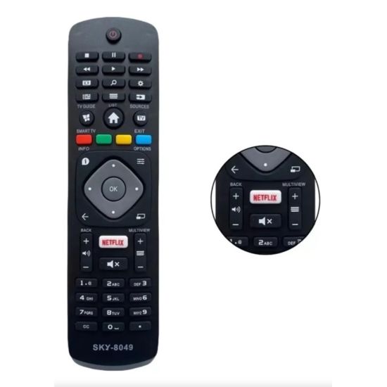CT LCD PHILIPS SMART 4K NETFLIX SKY-8049 controle remoto compativel tv philips
