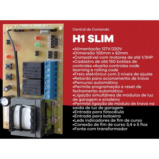 PLACA DE PORTAO CENTRAL COMANDO HITRON H1