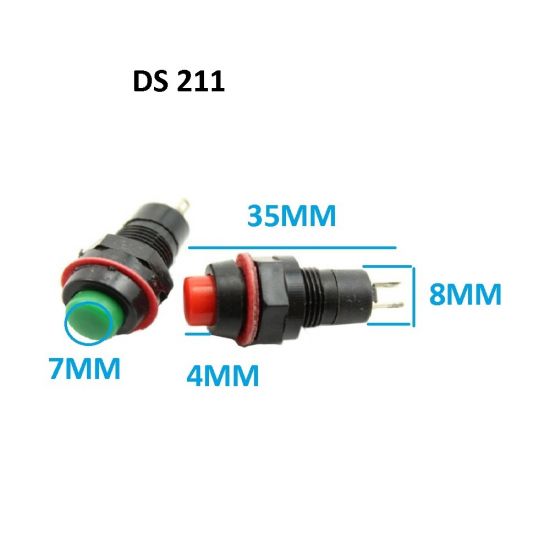 CHAVE PUSH BUTTON MEDIA C/TRAVA DS211 VERMELHA