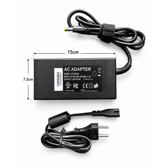 FONTE CHAVEADA 24V   5A 100% REAL 500G DE PESO FONTE 24V 110 / 220 AUTOMATICA CAIXA PLASTICA BIVOLT