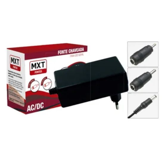 FONTE  9V 3A COM DOIS ADAPTADORES PINO FINO MXT $$SC