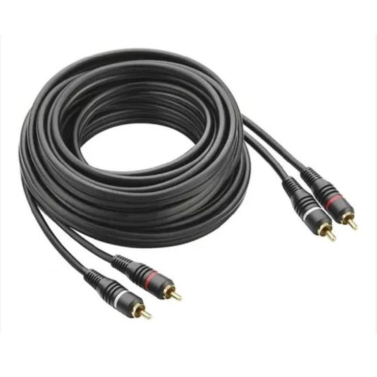 CABO 2RCA X 2RCA 5 MTS 4MM P MODULO COM ATERRAMENTO CABO MODULO PLUG 180º+180º