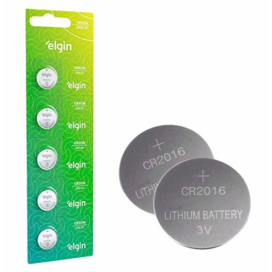 BATERIA CR2016 LITHIUM UNITARIO 3V ELGIN preço unitario embalagem padrão cartela com 5 peças