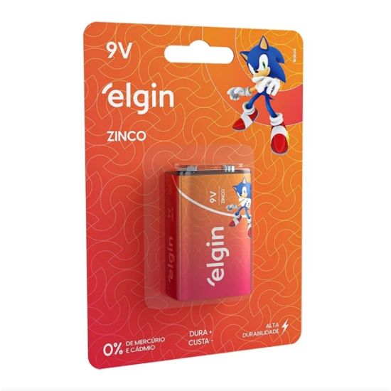 BATERIA 9V ZINCO CARVAO ELGIN preço unitario embalagem padrão caixa com 10 peças 9v comum