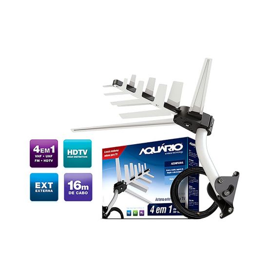 ANTENA EXTERNA 4 EM 1 COMPLETA DTV2000 AQUARIO