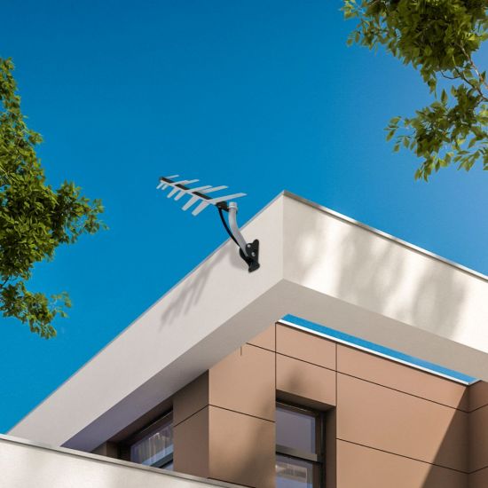 ANTENA EXTERNA 2 EM 1 COMPLETA DTV-1500 AQUARIO COM 10 METROS CABO