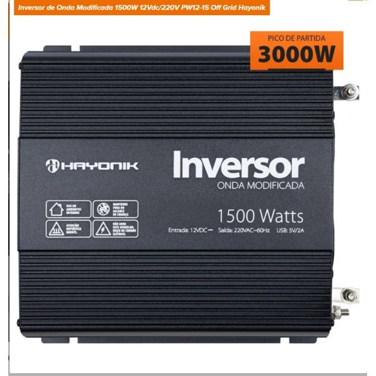 INVERSOR 1500W 12VDC / 220 ONDA MODIFICADA PW-12.15 3000W