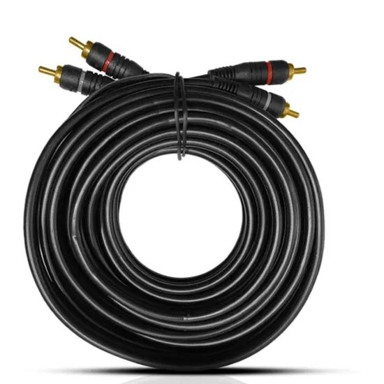 CABO 2RCA X 2RCA 5 MTS 5MM P MODULO COM ATERRAMENTO CABO MODULO PLUG GOLDEN