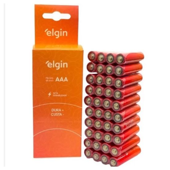 PILHA PALITO COMUM AAA ELGIN TUBO COM 40 pilha zinco carval caixa com 10 pack c/4 pilhas
