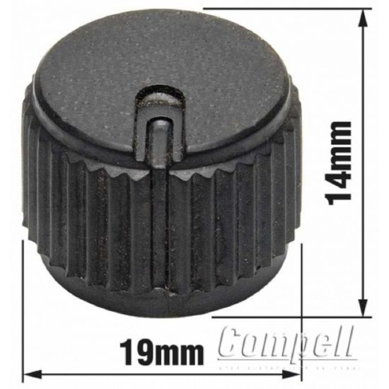 KNOB ESTRIADO COM PARAFUSO PRETO 19MM X 14MM