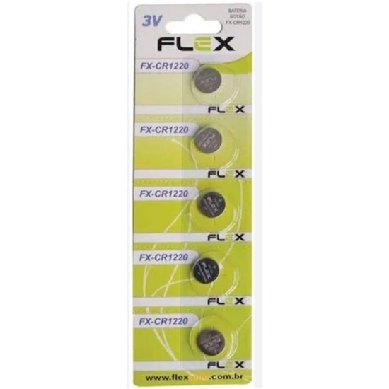 BATERIA LITHIUM CR1220 3V FLEX ( PREÇO UNITÁRIO ) EMBALAGEM PADRÃO 05 PEÇAS
