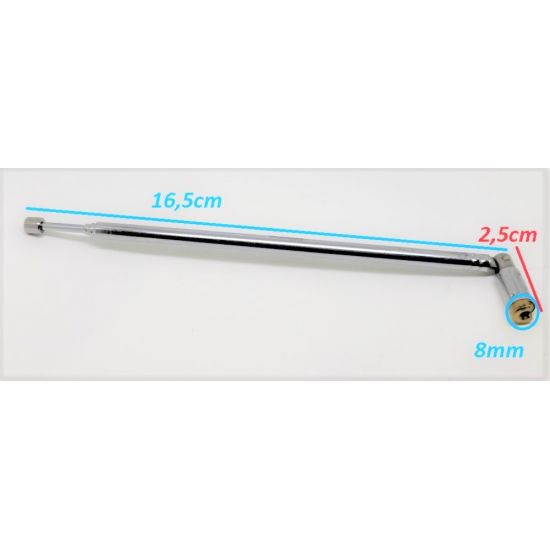 ANTENA TELESCOPICA TV PARAGUAI BASE FINA 16,5CM
