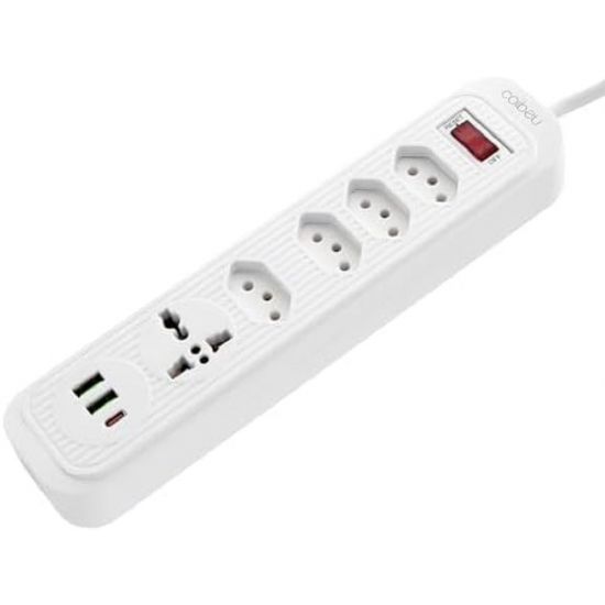 FILTRO DE LINHA EXTENSAO 4T 2 USB 1 TIPO C 1 UNIVERSAL BRANCO