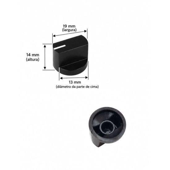 KNOB PLASTICO FINO PRETO
