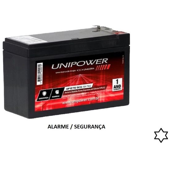 BATERIA SELADA 12V 7A UP1270SEG P/ ALARME UNIPOWER