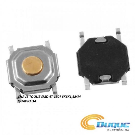 CHAVE TOQUE SMD 4T 180º 6X6X1,6MM QUADRADA KFC-A06-5,2X1,6