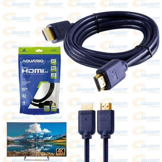 CABO HDMI  3 MTS 2.0 4K PONTA OURO 4K03 AQUARIO