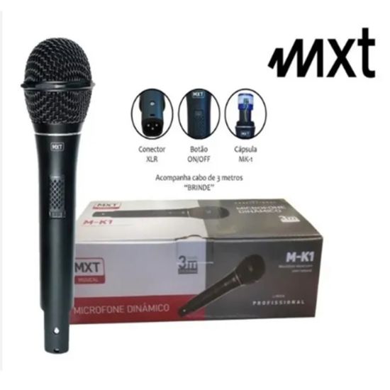 MICROFONE MXT M-K1 PRETO COM FIO