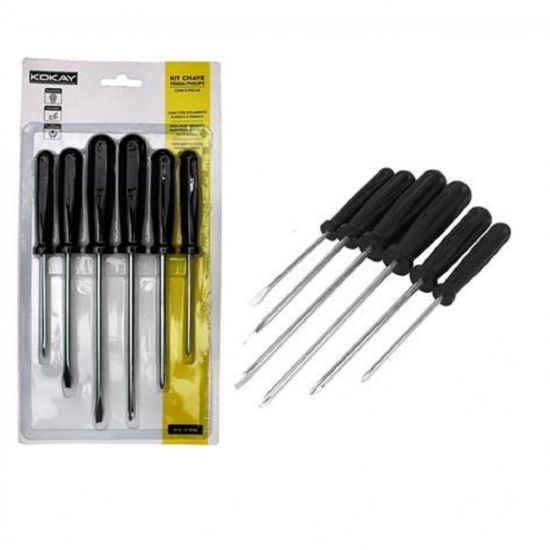 KIT CHAVE FENDA/PHILIPS JOGO C/6 PEÇAS