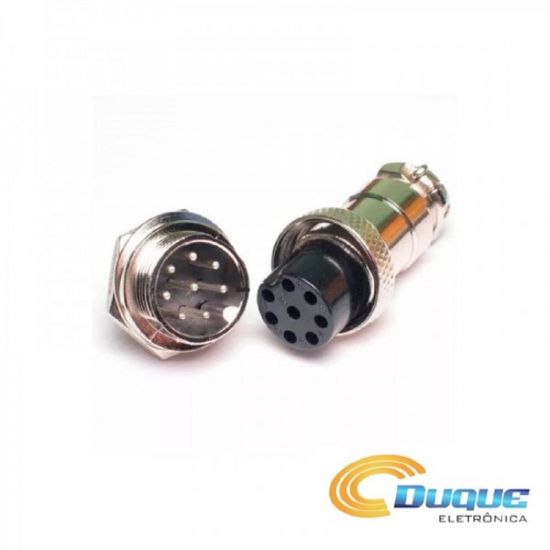 CONECTOR CIRCULAR MIKE 8 VIAS MACHO E FEMEA