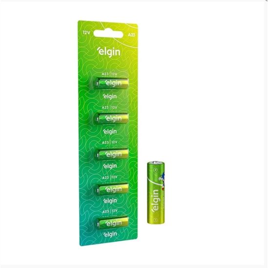 BATERIA 12V A-23 ELGIN ENCARTELADA USO EM CONTROLE ALARME A23 23A A 23 ($$$050) EMB PADRÃO CART C/5 PEÇAS