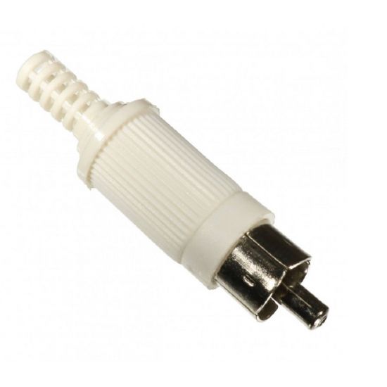 PLUG RCA MACHO BRANCO COM RABICHO