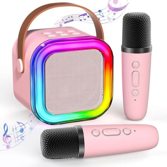 MINI KARAOKE COM 2 MICROFONES SEM FIO